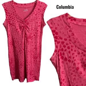 COLUMBIA DRESS Women's Size S Pink Stretch Cotton Blend Knit Casual Athleisure